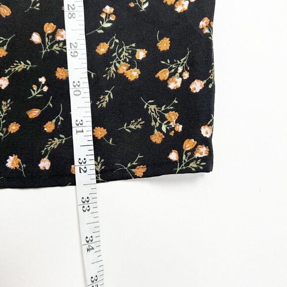 Nasty Gal Dress Women's 8 Black Orange Tea Floral Button Down Cinched Waist Mini - Picture 11 of 16